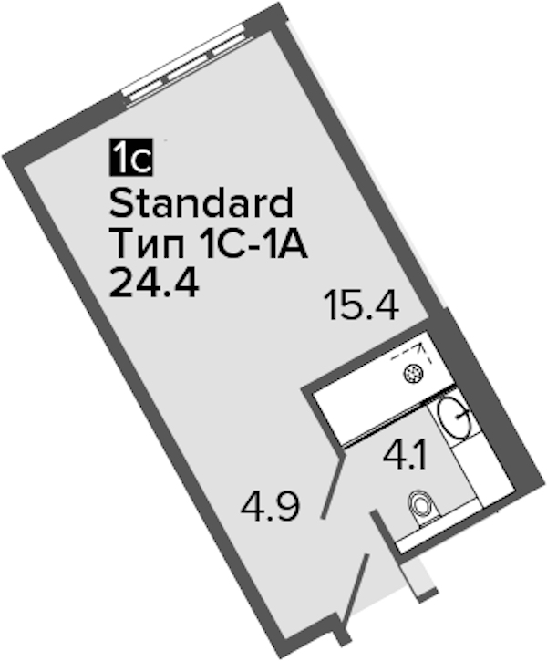 Квартира студия 24.4 м², 10/16 эт., Апарт-отель «ARTSTUDIO M103»